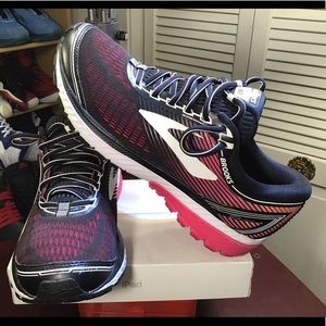 Brooks Womens Ghost 10 1202461B067 Black Pink Running Shoes Sneakers.